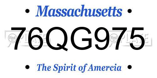76QG975 Massachusetts License Plate