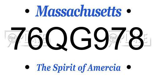 76QG978 Massachusetts License Plate