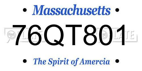 76QT801 Massachusetts License Plate