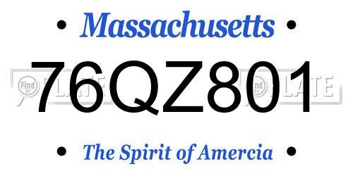 76QZ801 Massachusetts License Plate