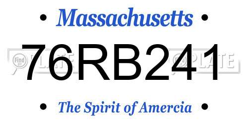76RB241 Massachusetts License Plate