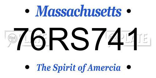 76RS741 Massachusetts License Plate