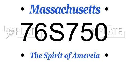 76S750 Massachusetts License Plate