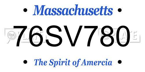 76SV780 Massachusetts License Plate