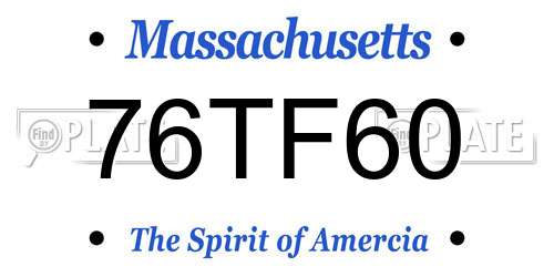 76TF60 Massachusetts License Plate