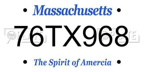 76TX968 Massachusetts License Plate