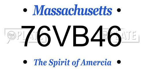 76VB46 Massachusetts License Plate