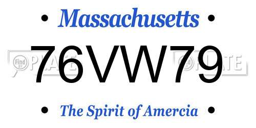 76VW79 Massachusetts License Plate