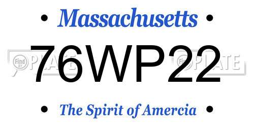 76WP22 Massachusetts License Plate