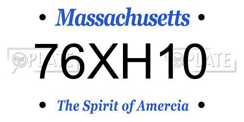 76XH10 Massachusetts License Plate