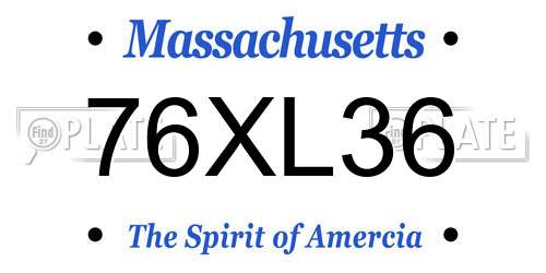 76XL36 Massachusetts License Plate