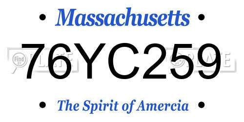 76YC259 Massachusetts License Plate