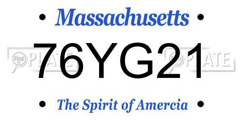 76YG21 Massachusetts License Plate