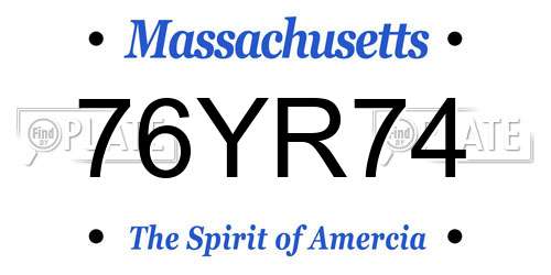 76YR74 Massachusetts License Plate