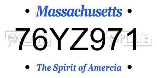 76YZ971 Massachusetts License Plate