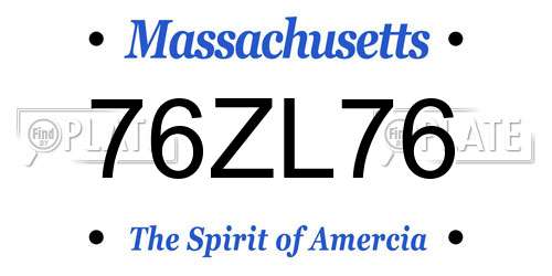 76ZL76 Massachusetts License Plate