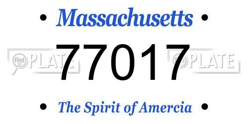 77017 Massachusetts License Plate