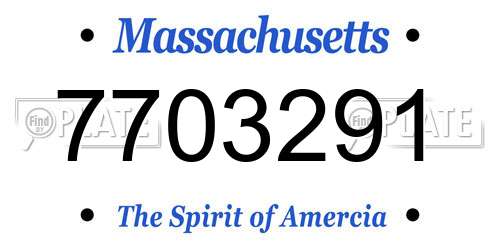 7703291 Massachusetts License Plate