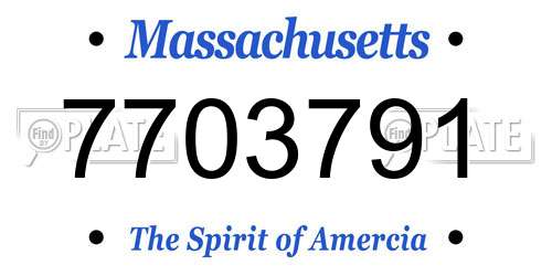 7703791 Massachusetts License Plate