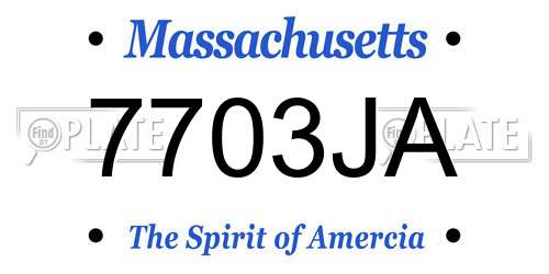 7703JA Massachusetts License Plate