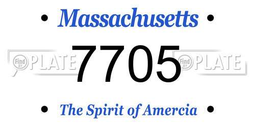 7705 Massachusetts License Plate