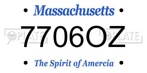 7706OZ Massachusetts License Plate