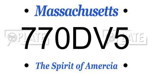 770DV5 Massachusetts License Plate