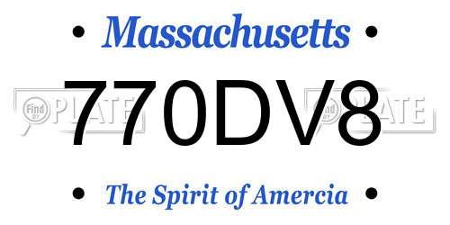 770DV8 Massachusetts License Plate