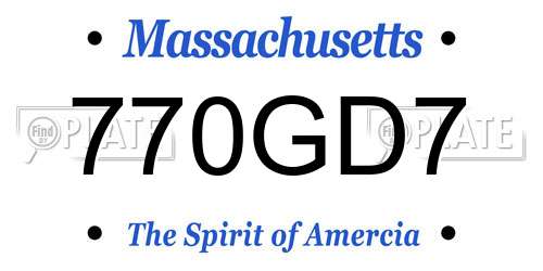 770GD7 Massachusetts License Plate