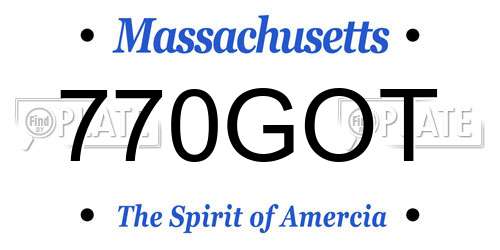 770GOT Massachusetts License Plate