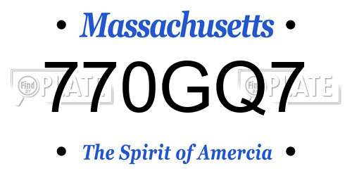 770GQ7 Massachusetts License Plate