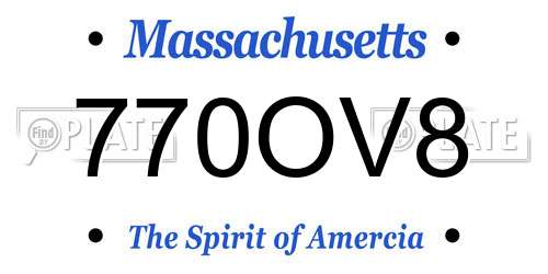 770OV8 Massachusetts License Plate