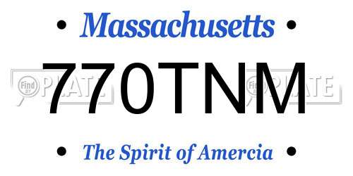 770TNM Massachusetts License Plate