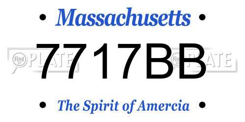 7717BB Massachusetts License Plate