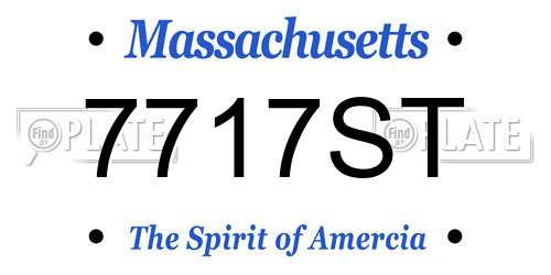 7717ST Massachusetts License Plate