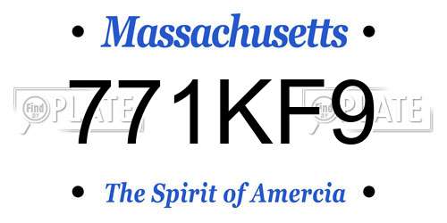 771KF9 Massachusetts License Plate