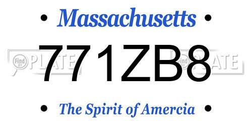771ZB8 Massachusetts License Plate