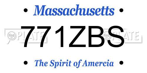 771ZBS Massachusetts License Plate