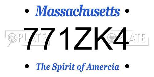 771ZK4 Massachusetts License Plate