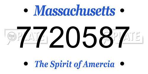 7720587 Massachusetts License Plate