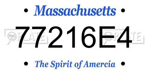 77216E4 Massachusetts License Plate