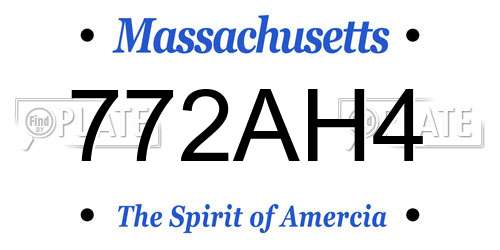 772AH4 Massachusetts License Plate