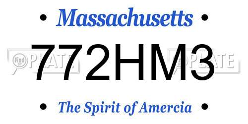 772HM3 Massachusetts License Plate