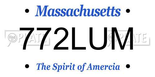 772LUM Massachusetts License Plate