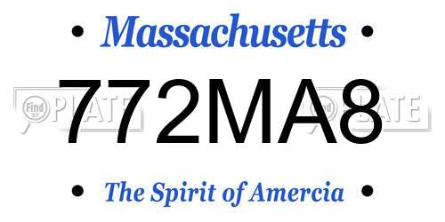 772MA8 Massachusetts License Plate
