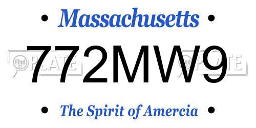 772MW9 Massachusetts License Plate