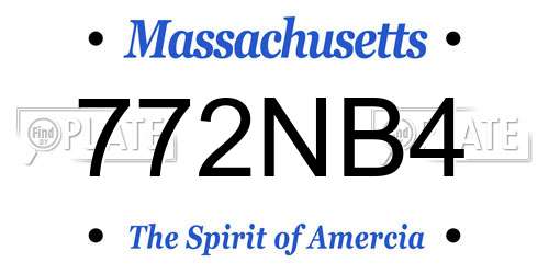 772NB4 Massachusetts License Plate