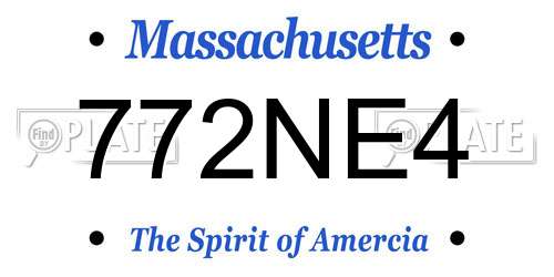 772NE4 Massachusetts License Plate