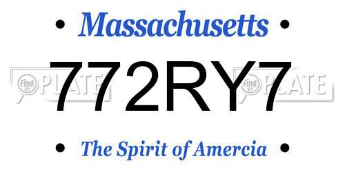 772RY7 Massachusetts License Plate