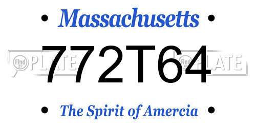 772T64 Massachusetts License Plate